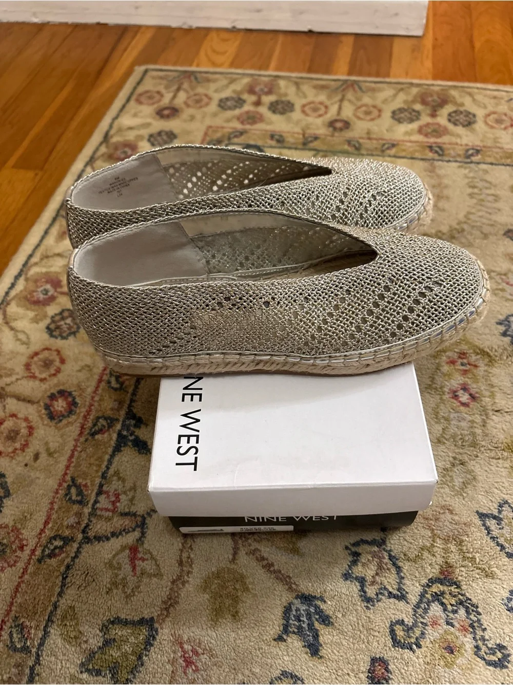 Nine West Women's Metallic Espadrille Slip-On Flats - Silver